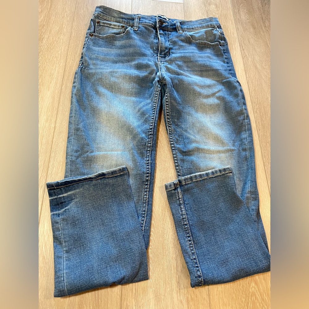 Crash Jeans Men's 32x32 Blue Denim Straight Leg Cotton Stretch Mid Rise Casual